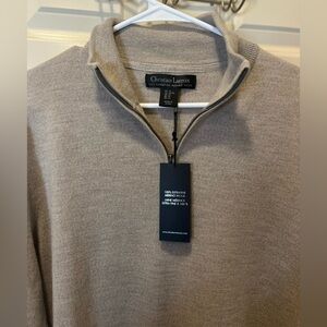 New Christian Lacroix Men's soft Wool Zip-Up Sweater in Beige